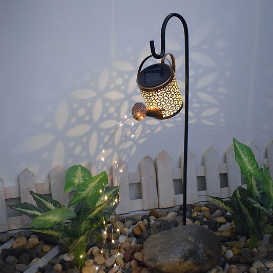 Creative Iron Kettle Shower Waterproof LED Modern Solar Garden Lights