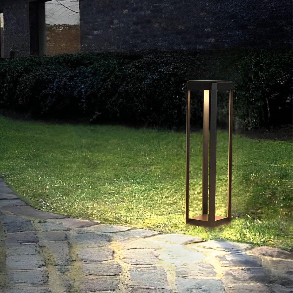 Square Minimalist Waterproof Stainless Steel Black Solar Pathway Lights