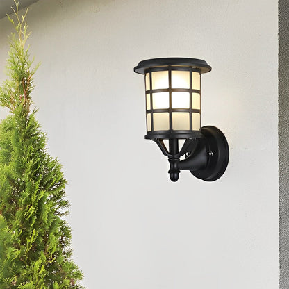 Retro Round Three Step Dimming Black European-style Solar Wall Sconces