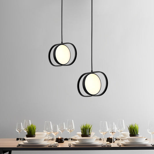 Adjustable Round Three Step Dimming Black Modern LED Pendant Lights