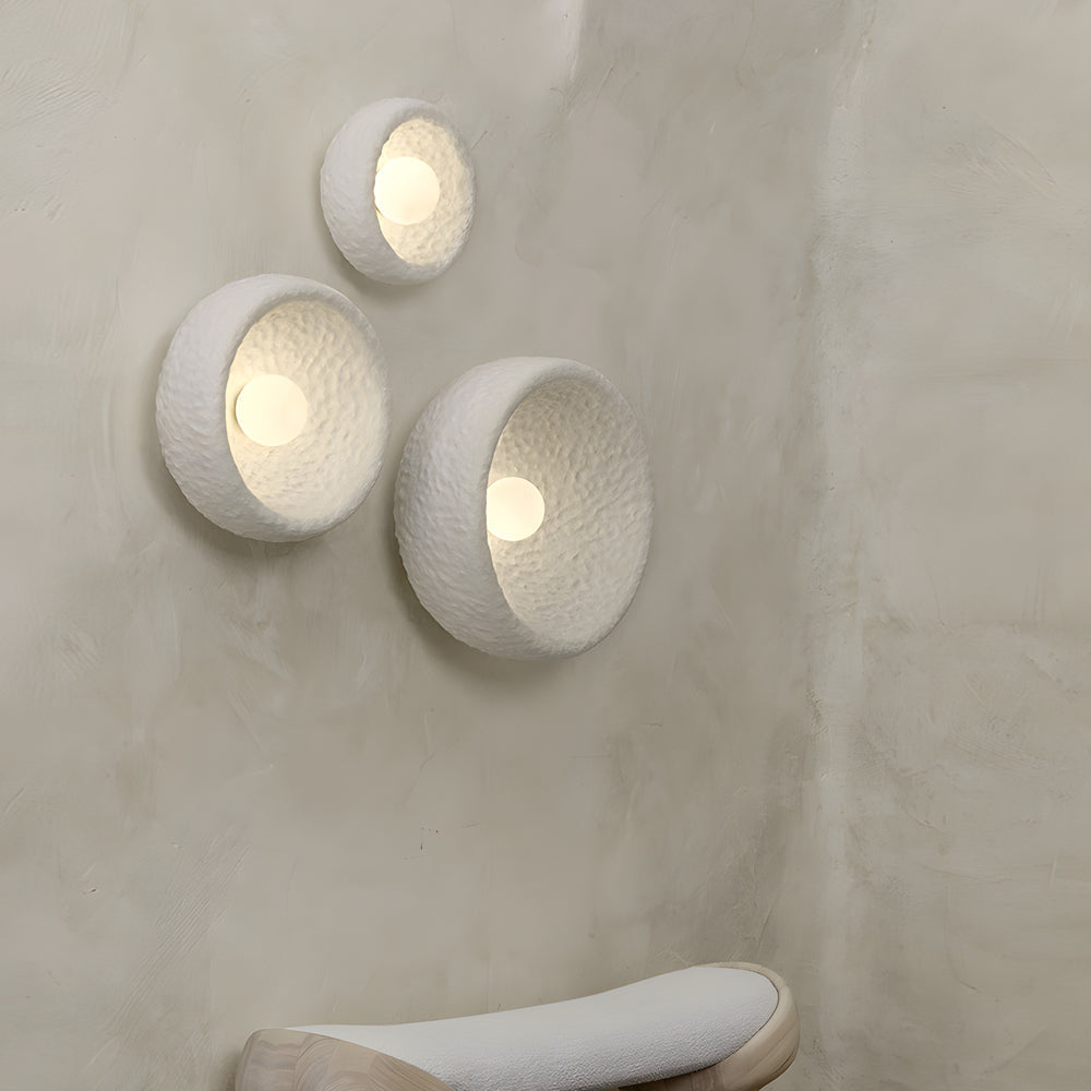 Japanese White Round 1-Light Wall Sconce, 3 Sizes