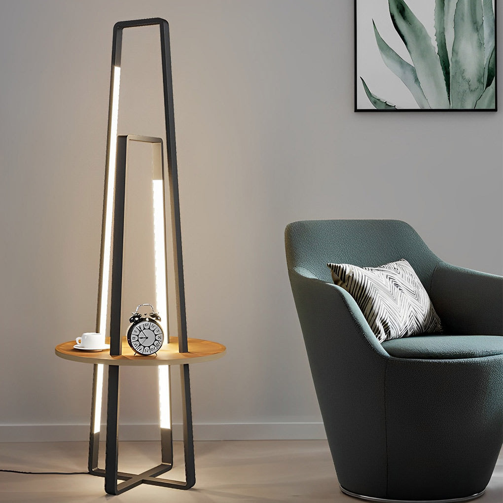 Modern 63 inch Metal, LED and Tray Floor Lamp for Living Room