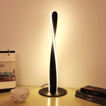 Minimalist Twisted Flast Column LED Art Iron Acylic Table Lamp