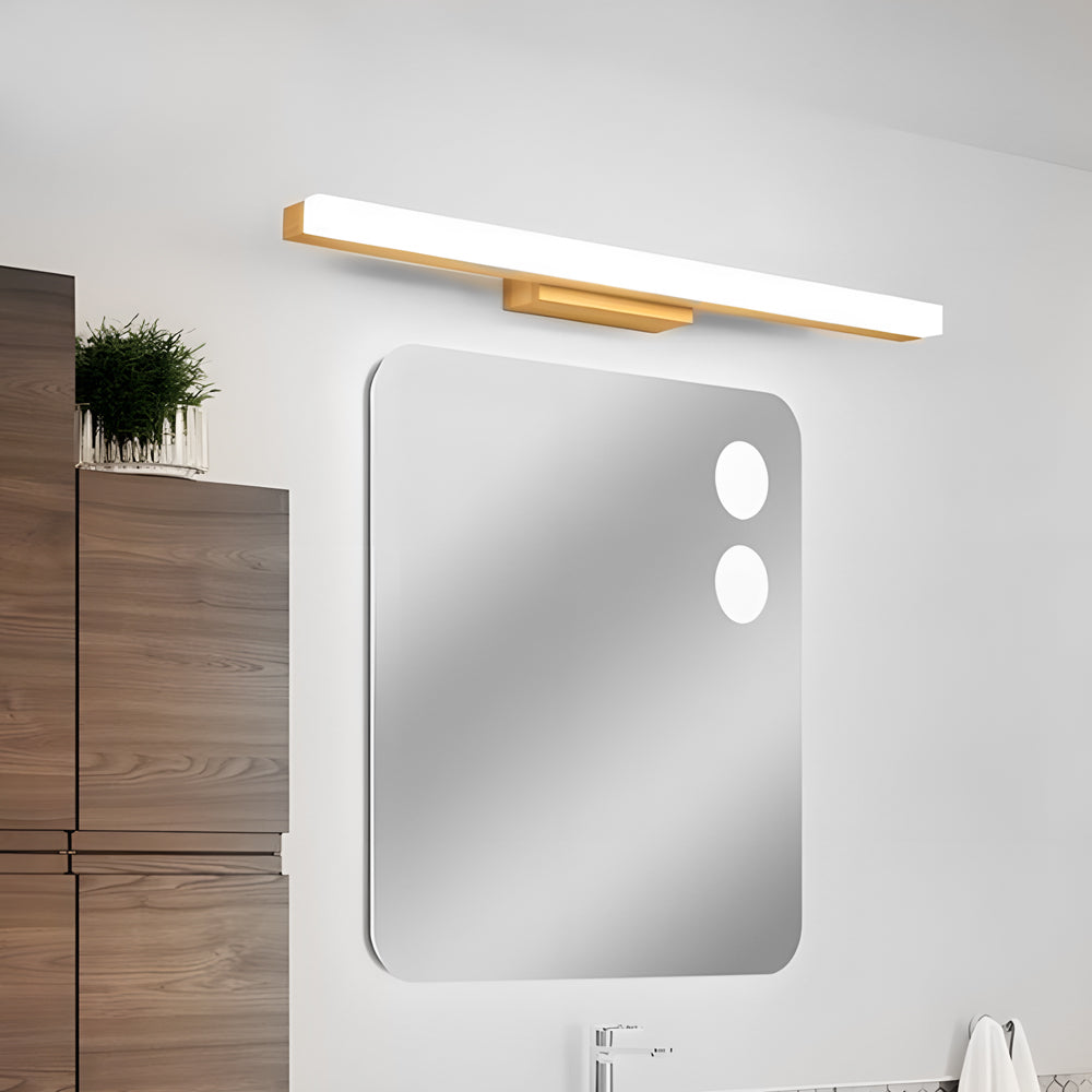 Modern Wooden LED Vanity Light Rectangular Wall-Mount Bathroom Lighting