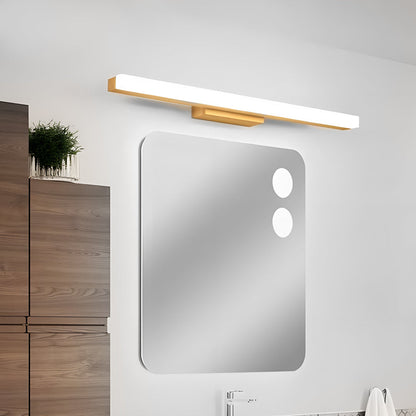 Modern Wooden LED Vanity Light Rectangular Wall-Mount Bathroom Lighting