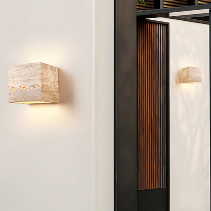 Wabi-Sabi Yellow Travertine LED Wall Sconce - Square/Rectangle