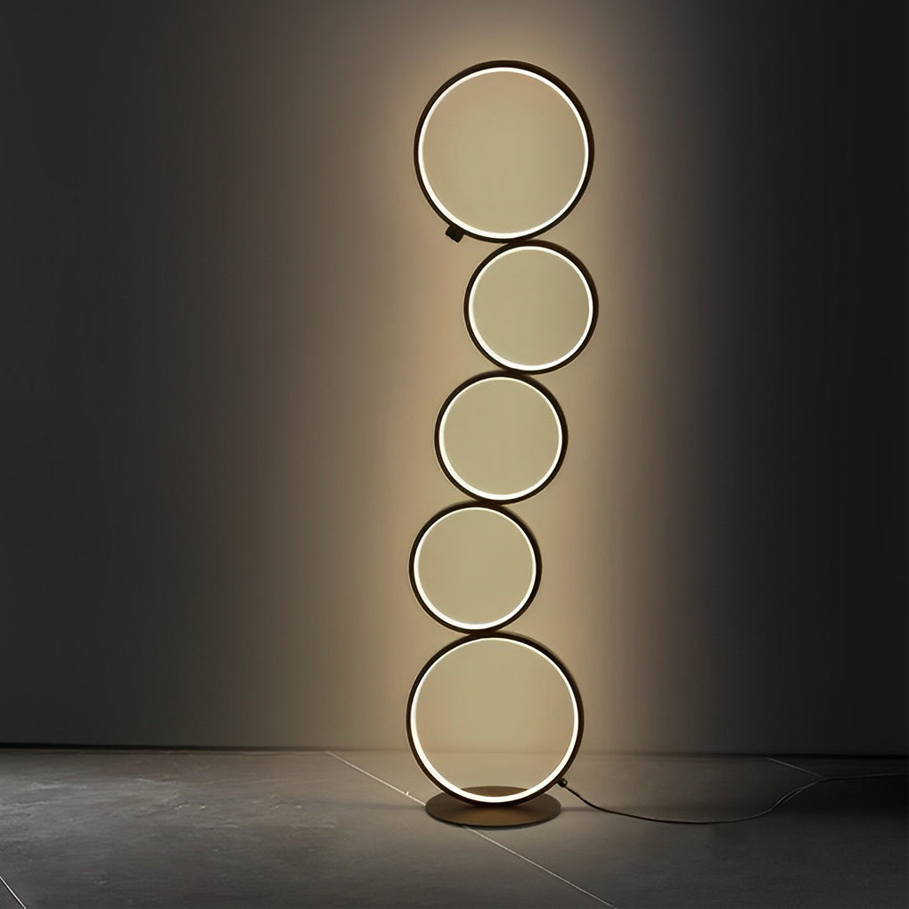 Modern Artistic 5 LED Circles Stack Floor Standing Lamp