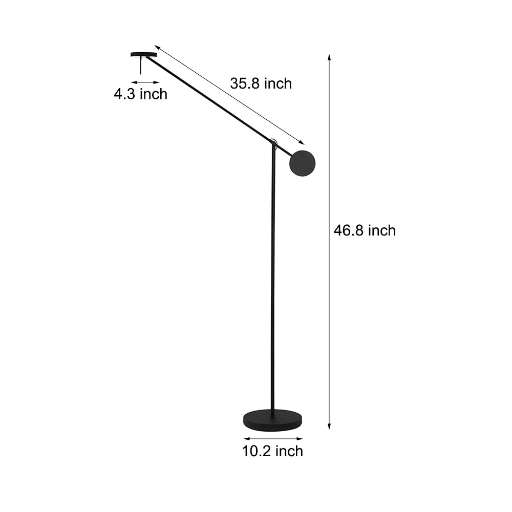 Black Adjustable Arm Invisible LED Floor Lamp