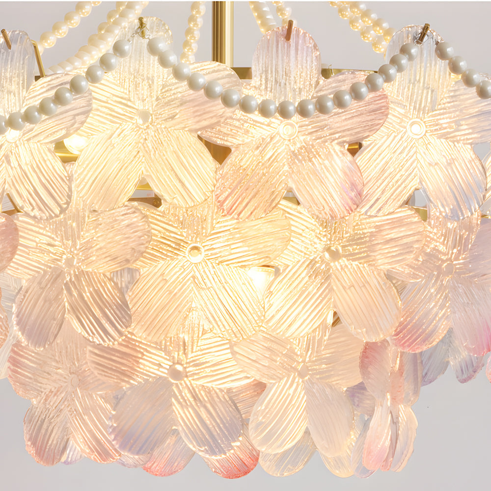 French Tiered Pearl Flower Chandelier