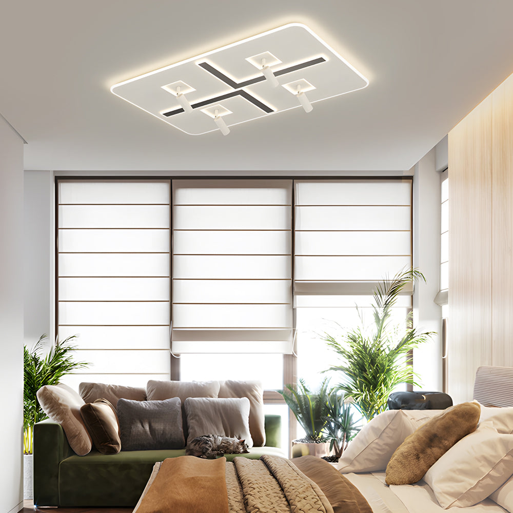 Ultra-Thin Rectangular 3 Step Dimming Modern Ceiling Lights with Spotlights