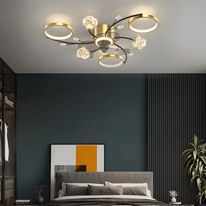 Simple Luxury Stars Ball Three Step Dimming Modern Ceiling Fan and Light