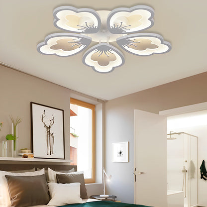 Flower Shaped Dimmable LED White Nordic Chandelier Light Flush Mount Lighting