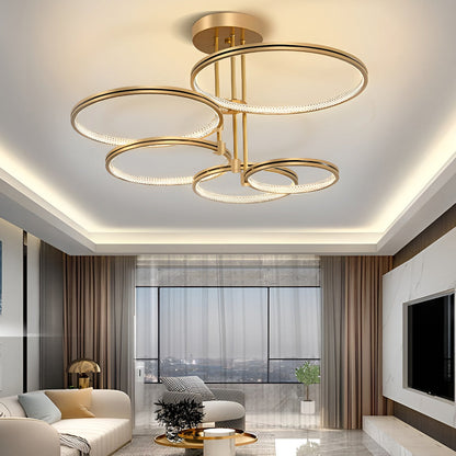 Minimalist 3 Ring Metal Nordic Ceiling Lights Chandelier Hanging Lamp