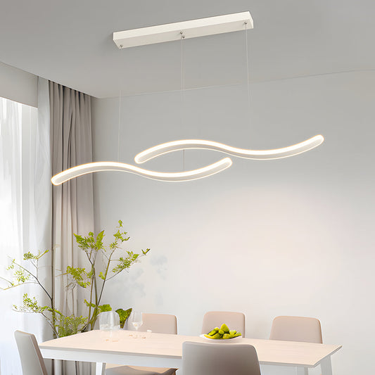 2-Wavy Line LED Dining Room Pendant Light - 3-Step Dimming