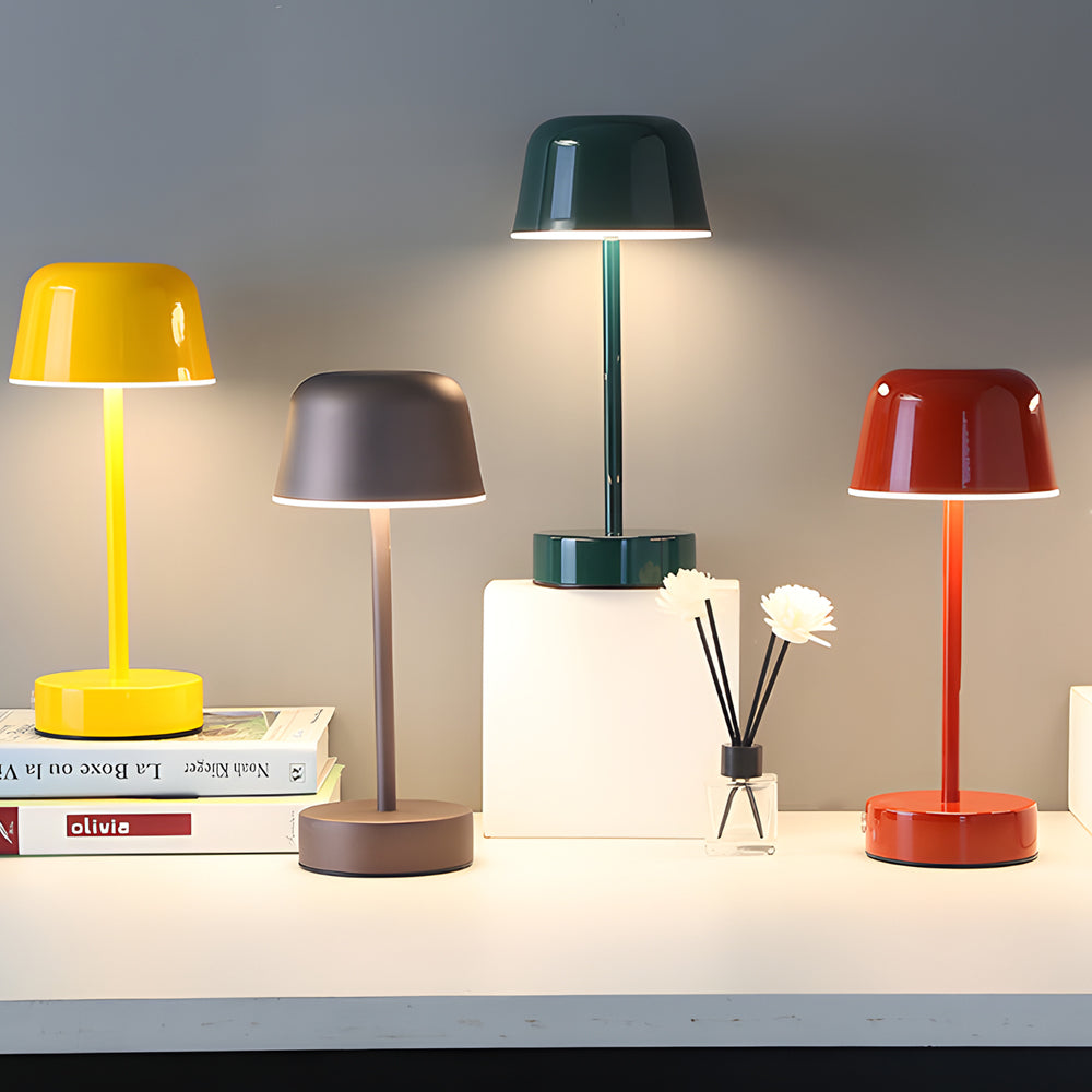 Tunable Metal Finish Table Lamp in Hat-style