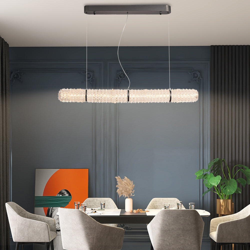 LED Crystal Linear Suspension Lamp Long Island Lighting