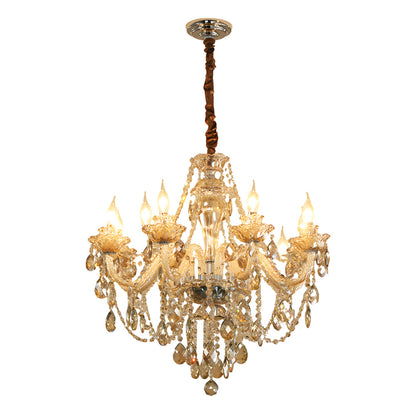 Luxury Glass Crystal Candlelight Retro European Style Chandelier