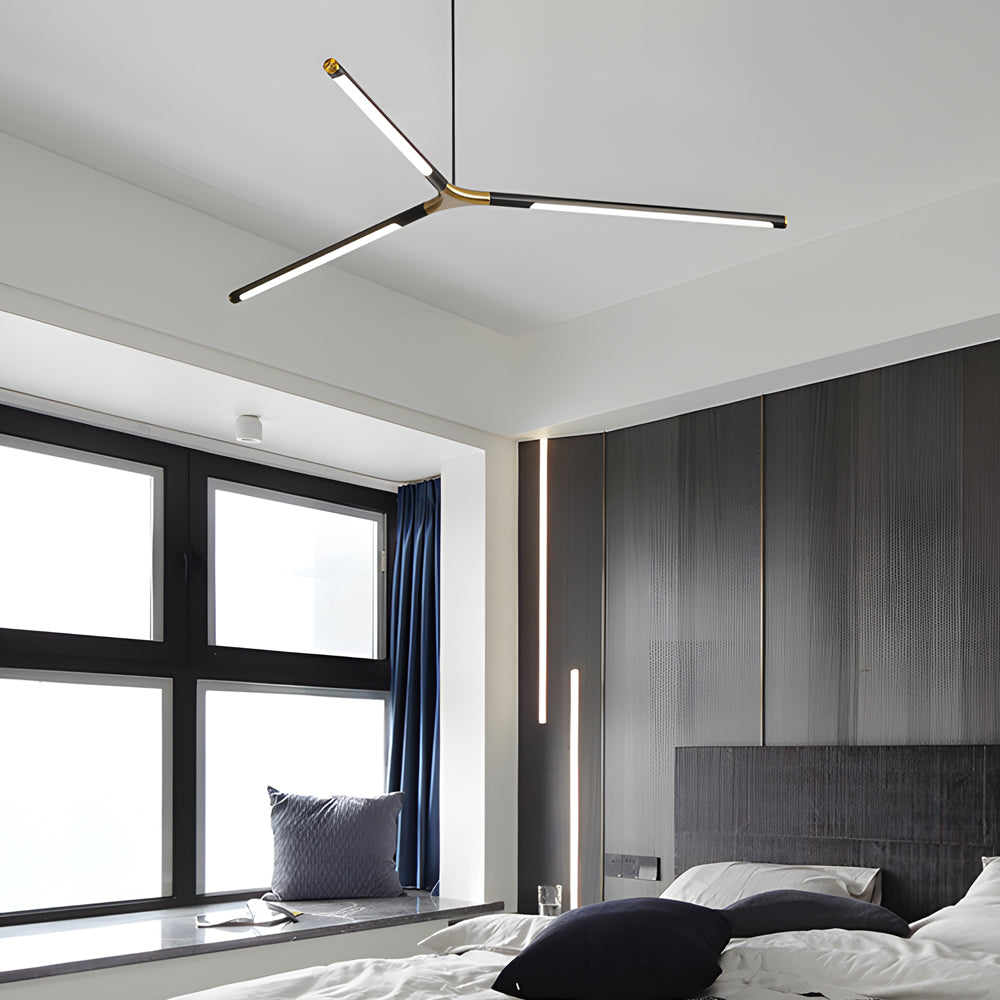 3/8-Light LED Dimmable Linear Sputnik Chandelier for Living Room