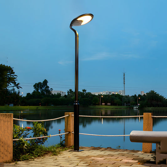 Black Round Modern Outdoor LED Solar Post Street Light