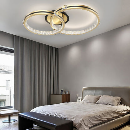 2/3/4 Rings Creative Step Dimming Brushed Gold Modern LED Ceiling Lights