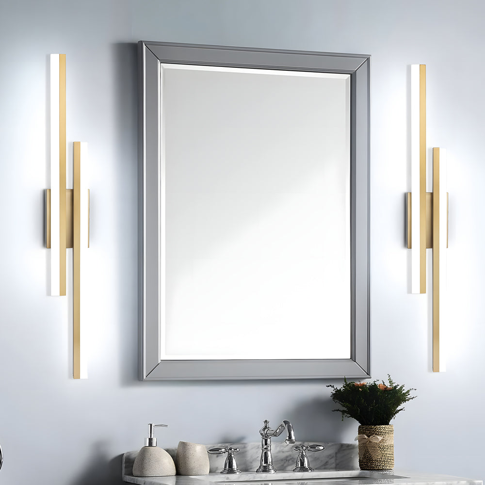 Modern 2-Light Linear LED Wall Lamp with 3-Step Dimming - Black/Gold Wall Sconce