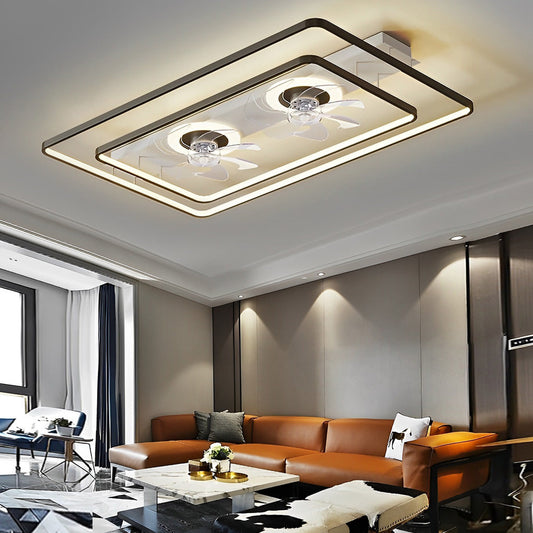 Rectangular LED Two Fans Nordic Bladeless Ceiling Fan