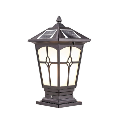 Waterproof Aluminum LED Brown Retro Solar Solar Post Cap Lights Pillar Lamp