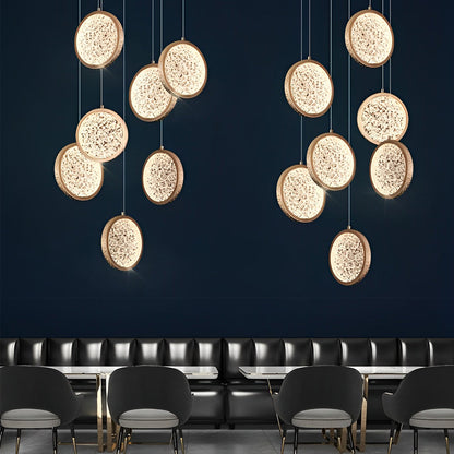 Creative Round Iron Acrylic Three Step Dimming Modern Pendant Lights