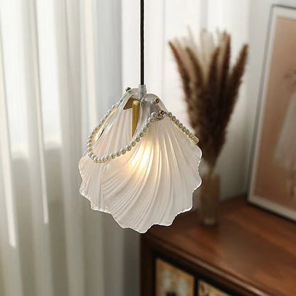 Glass Feathers Seashells Three Step Dimming French Style Chandelier