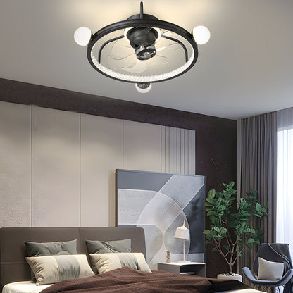 Round Acrylic Ball Decor 3 Step Dimming Modern Bladeless Ceiling Fan Light