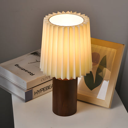 Wood Column Table Lamp with Pleated Empire Lampshade