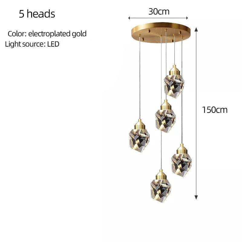 Diamante 5-Light Crystal Pendant Light Fixture