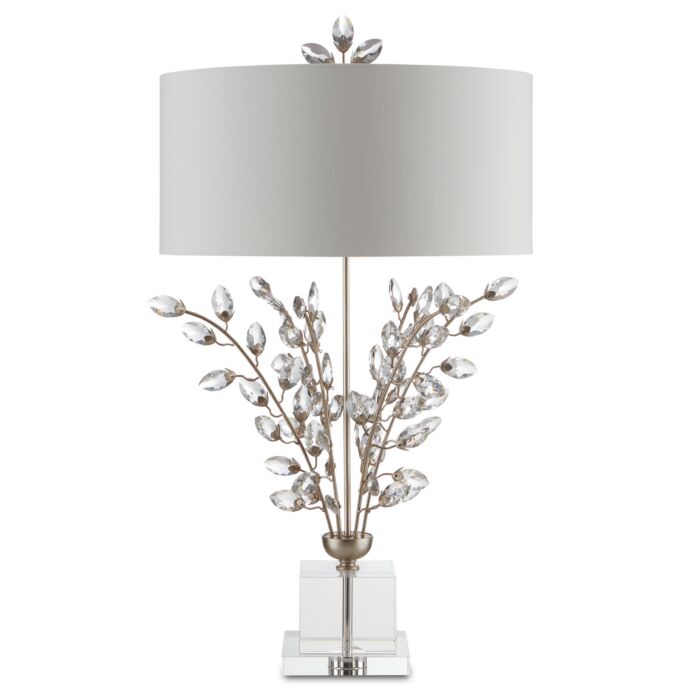 Forget-Me-Not 2-Light Table Lamp in Silver Leaf with Clear