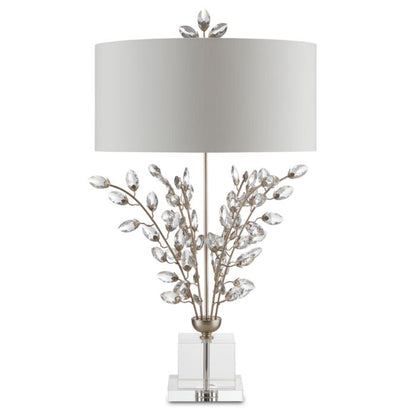 Forget-Me-Not 2-Light Table Lamp in Silver Leaf with Clear