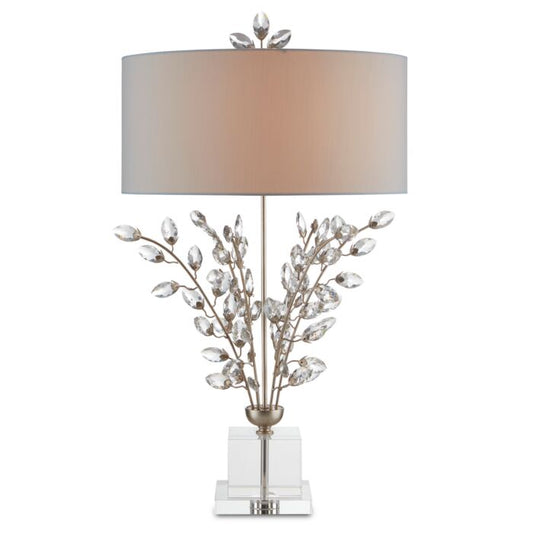 Forget-Me-Not 2-Light Table Lamp in Silver Leaf with Clear