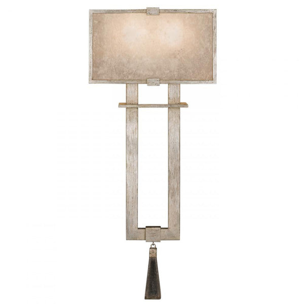 Wall Sconce, 2-Light, Muted Silver Leaf, Translucent Mica Shade, 24"H (600550-2ST 9DDE)