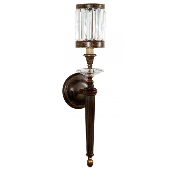 Place Wall Sconce, 1-Light, Rustic Iron, Garnet Undertones, Faceted Channel-Set Crystal Shades, 24"H (605750ST 6DNX)