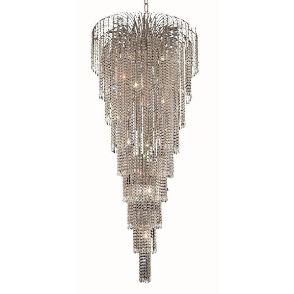 Chrome Fifteen-Light 30-Inch Chandelier with Royal Cut Clear Crystal