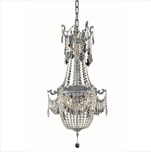 Pewter Eight-Light Chandelier with Royal Cut Crystal