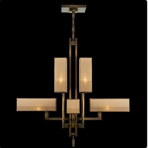 Eight-Light Chandelier in Patinated Golden Bronze Finish