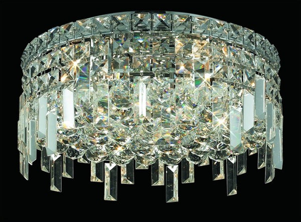 5 light contemporary crystal flush mount chrome finish