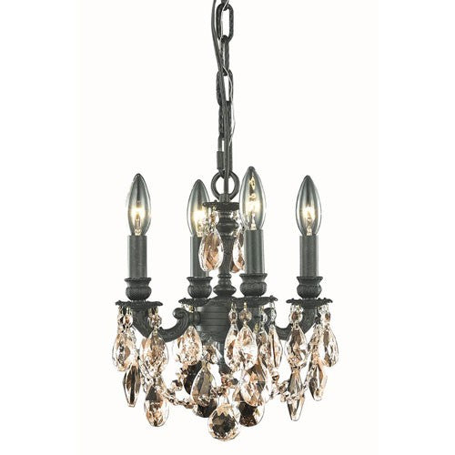 Bronze Four-Light Chandelier with Royal Cut Crystal