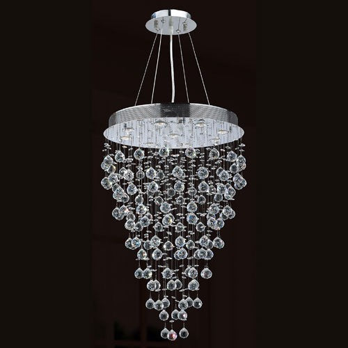 Corp Icicle Nine-Light Chrome Finish with Clear-Crystals Chandelier