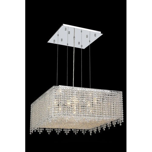 Moda Square Lace Chrome Thirteen-Light 26-Inch Pendant with Elegant Cut Clear Crystal