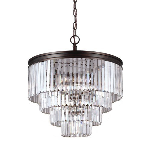 Six-Light Chandelier with Prismatic Glass Crystal