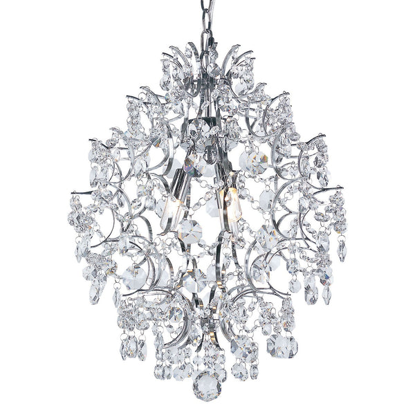 Versailles Polished Chrome 3 Light Pendant with Cut Crystal Bead Strands