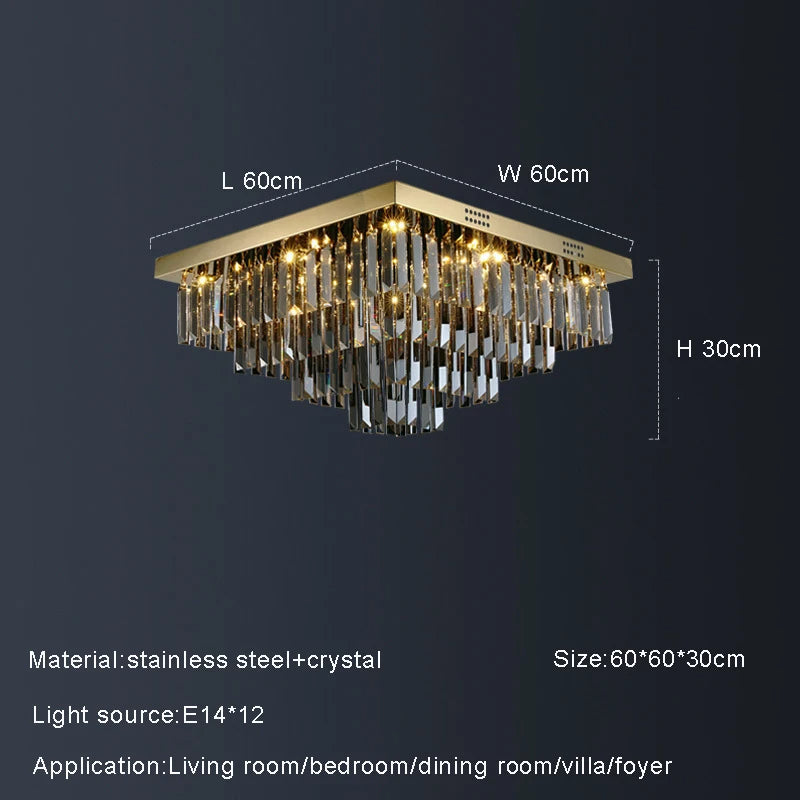 Gio Smoke Grey Crystal Ceiling Chandelier