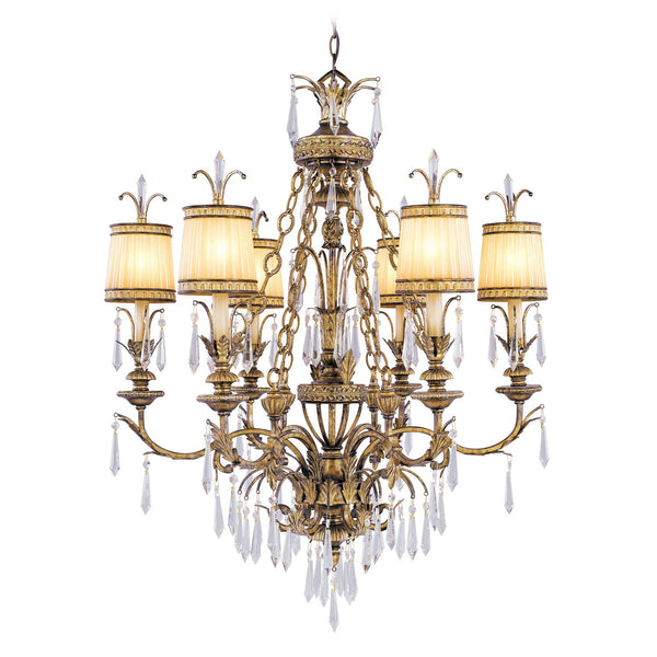 Vintage Gold Leaf Six-Light Chandelier