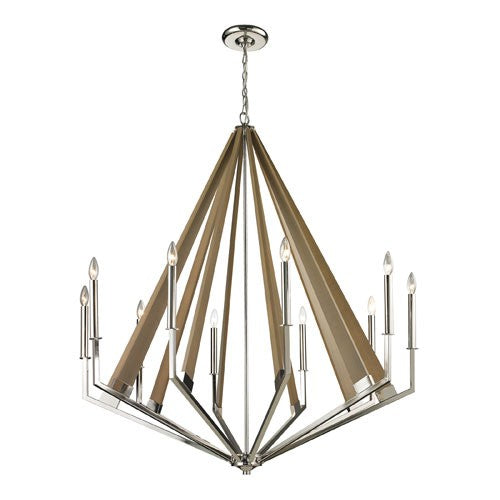 Madera Polished Nickel 10-Light Chandelier