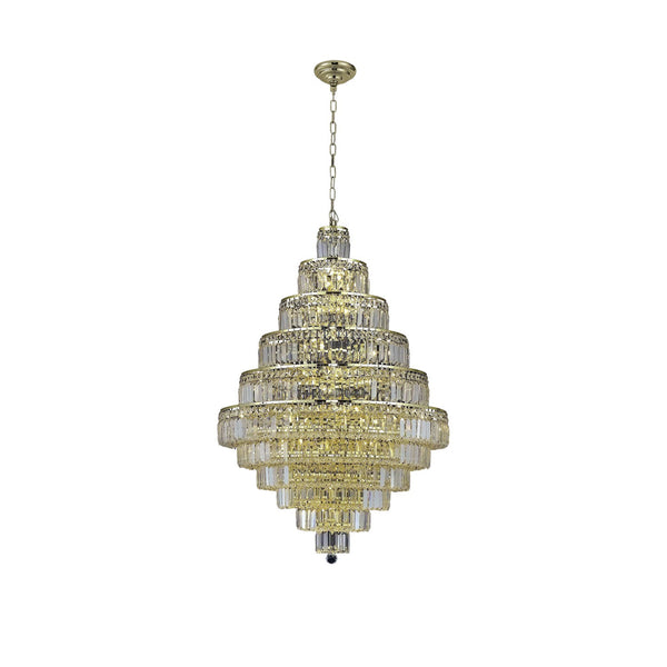 Maxim Gold Thirty-Light Chandelier with Clear Royal Cut Crystals